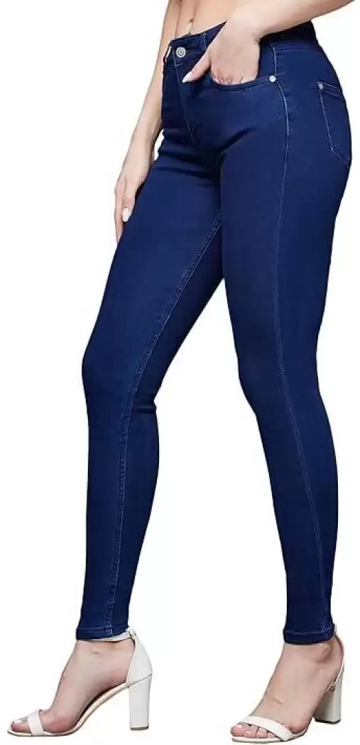 Women's Skinny Fit Blue Jeans – Mid Rise