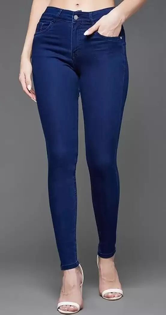 Women's Skinny Fit Blue Jeans – Mid Rise