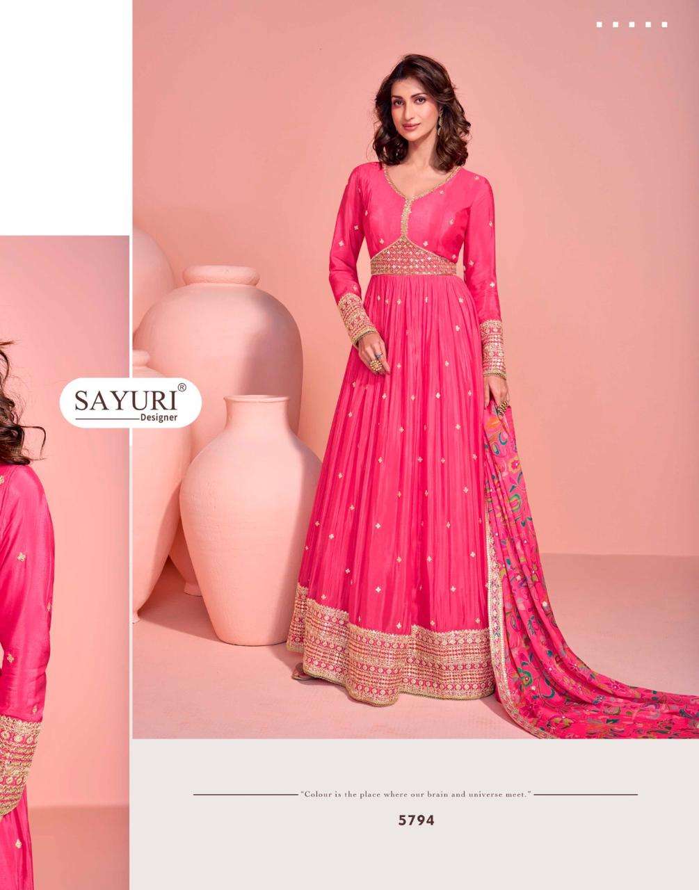 SAYURI DESIGNER MAYURI CHINON SILK HEAVY LONG GOWN