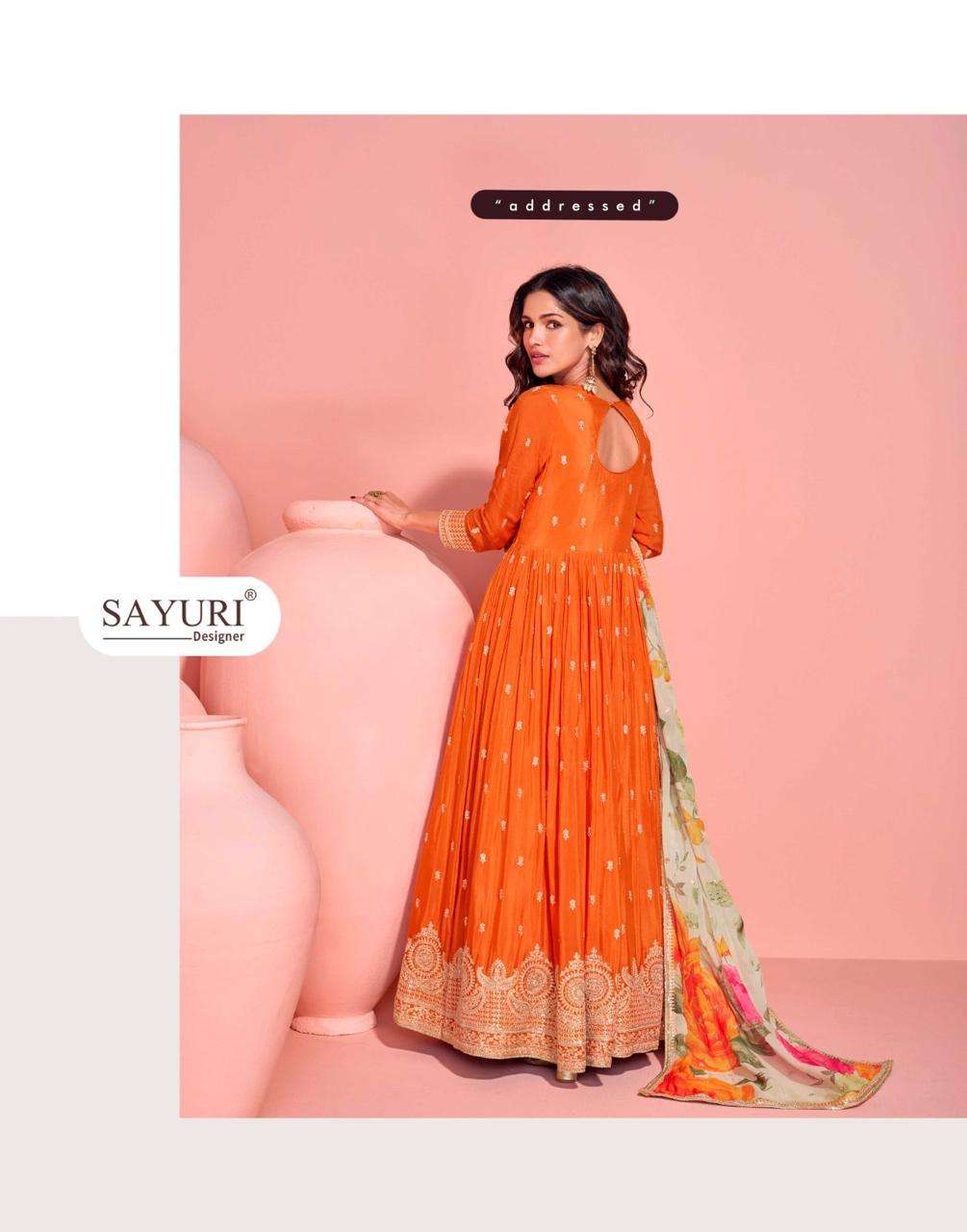 SAYURI DESIGNER MAYURI CHINON SILK HEAVY LONG GOWN