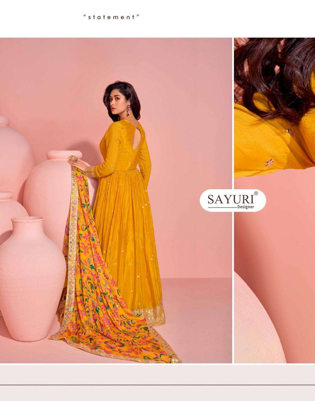 SAYURI DESIGNER MAYURI CHINON SILK HEAVY LONG GOWN