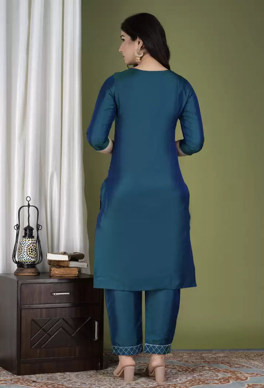 Elegant Women’s Silk Blend Kurta & Pant Set