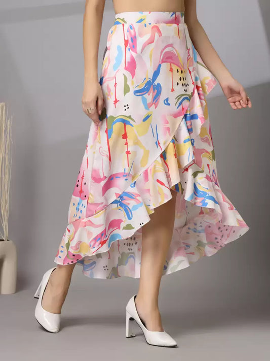 Wordope Floral Print Asymmetric Maxi Skirt – A Splash of Elegance & Style