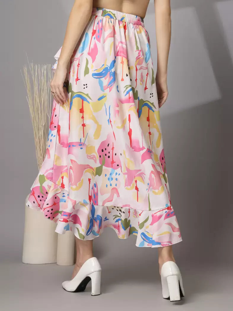 Wordope Floral Print Asymmetric Maxi Skirt – A Splash of Elegance & Style