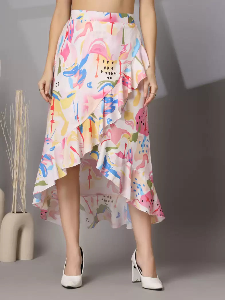 Wordope Floral Print Asymmetric Maxi Skirt – A Splash of Elegance & Style