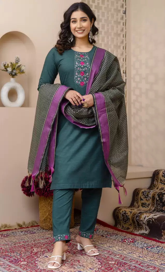 Women's Kurta & Pant Set – Pure Cotton with Dupatta