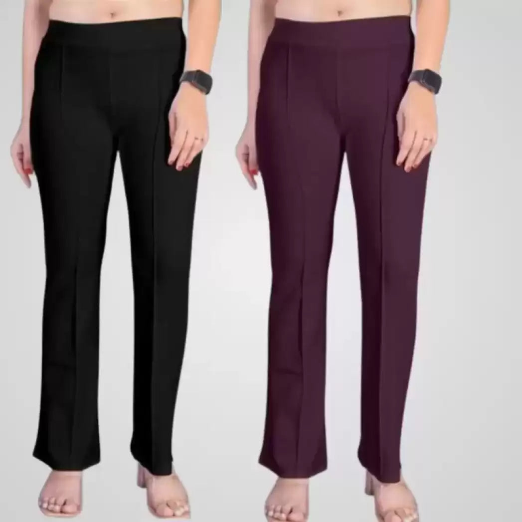 Regular Fit Women’s Bootcut Trousers – Pack of 2