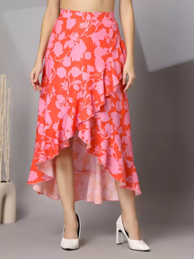 Wordope Floral Print Asymmetric Maxi Skirt – A Splash of Elegance & Style