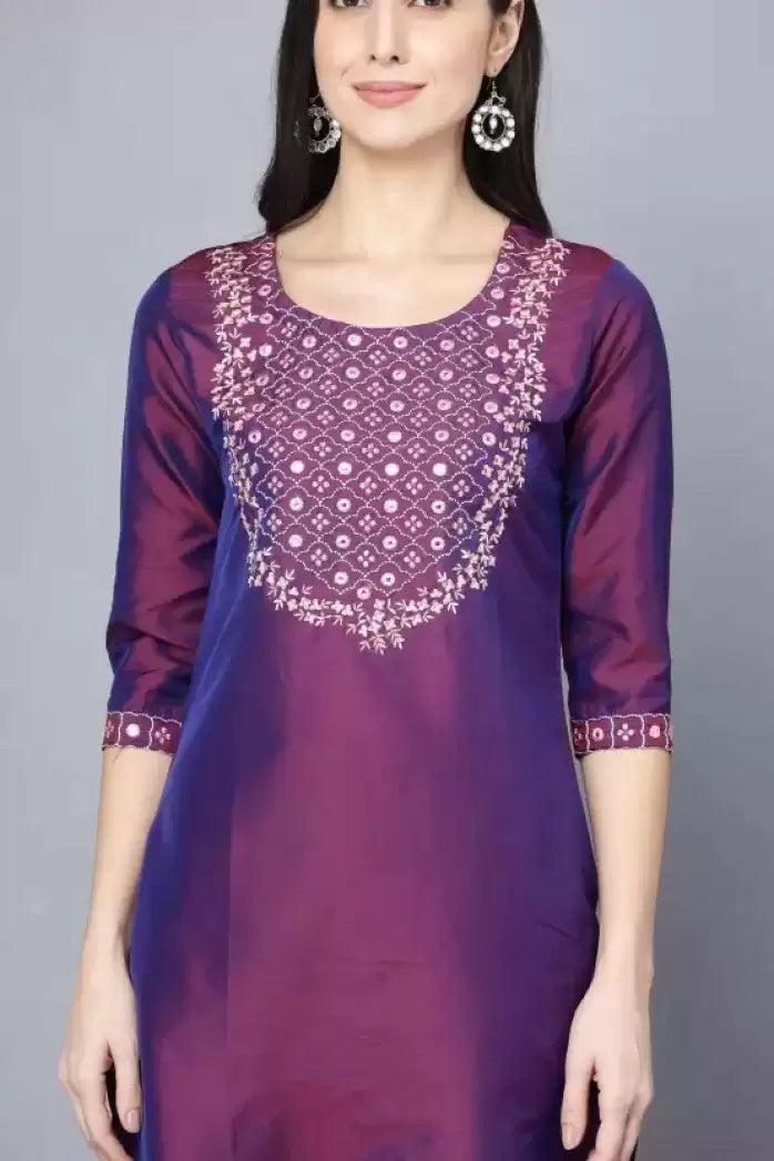 Elegant Women’s Silk Blend Kurta & Pant Set